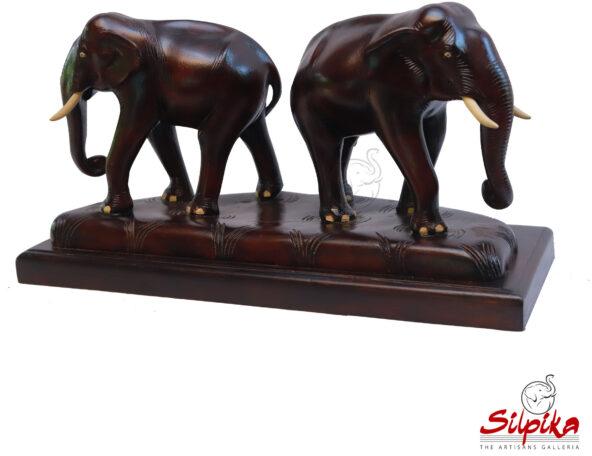 Silpika 4 kg Wooden Elephant Pair, Size : 48 × 20 × 27 cm