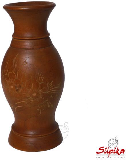 Silpika Round Wooden Flower Vase, for Home Decor, Hotel Decor, Size : 9 × 9 × 21 cm