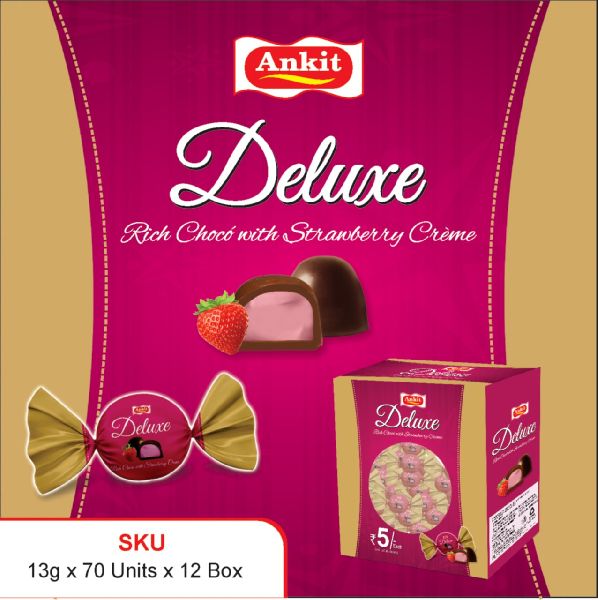 Deluxe rich strawberry cream chocolate filled with the strawberry taste rich in choco with crem