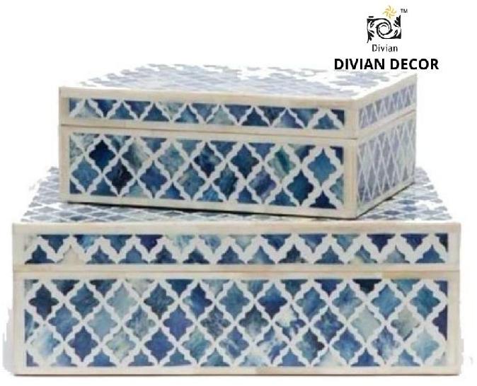 Rectangular Bone Inlay Storage Box, for Decoration, Gifting, Pattern : Marrakech