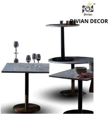Divian Decor Polished Metal Side Table, for Restaurant, Office, Hotel, Home, Pattern : Plain