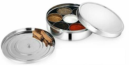 Plain SS Round Spices Box, Color : Silver