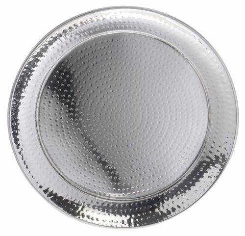 Ferum Round Stainless Steel Serving Plate, for Home, Pattern : Hammered