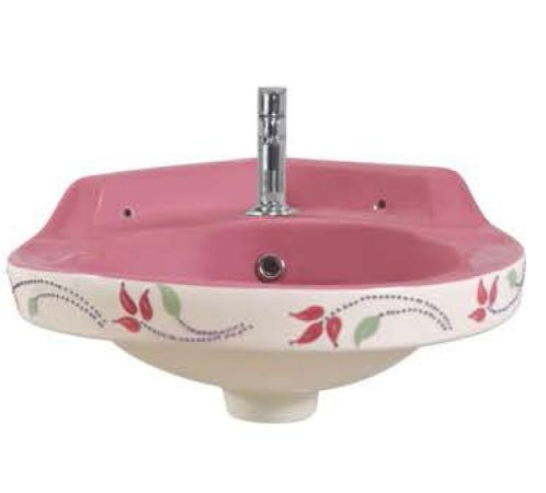 Designer Magenta Wall Mounted Wash Basin, for Home, Hotel, Office, Size : 16x16 Inch