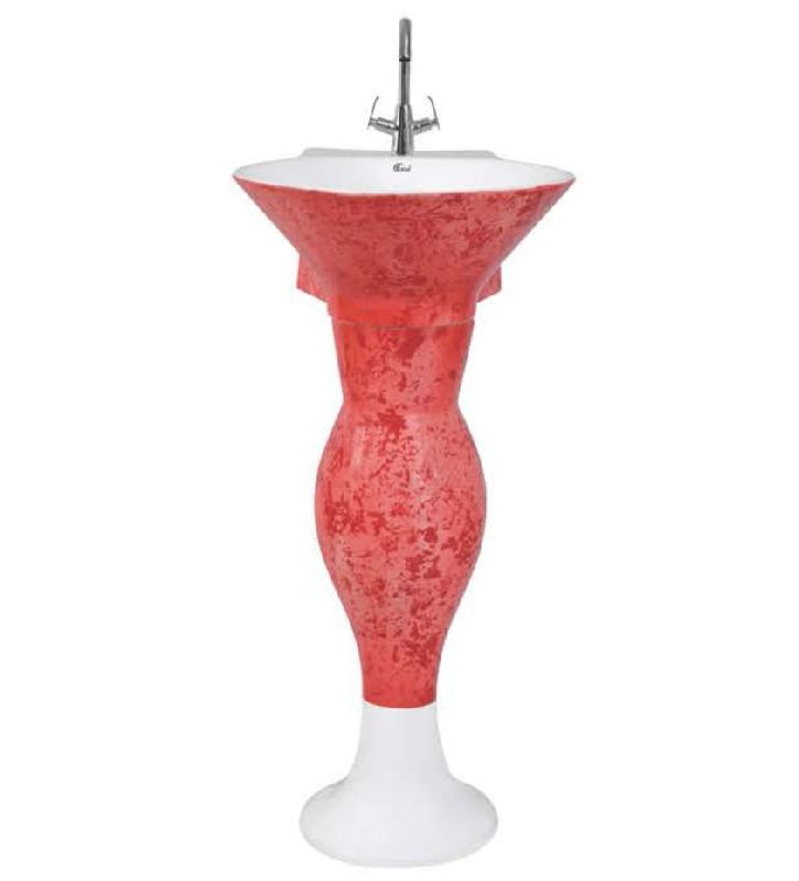 Designer Red Dolphin Pedestal Wash Basin Set