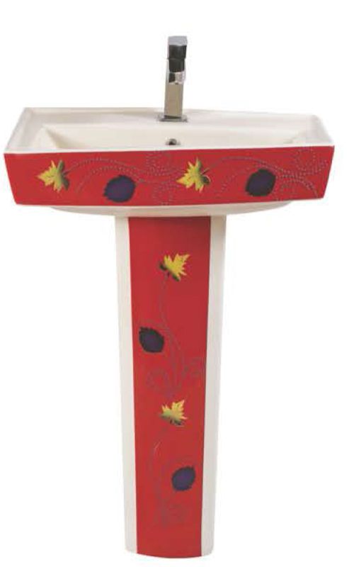 Designer Red Polo Pedestal Wash Basin Set