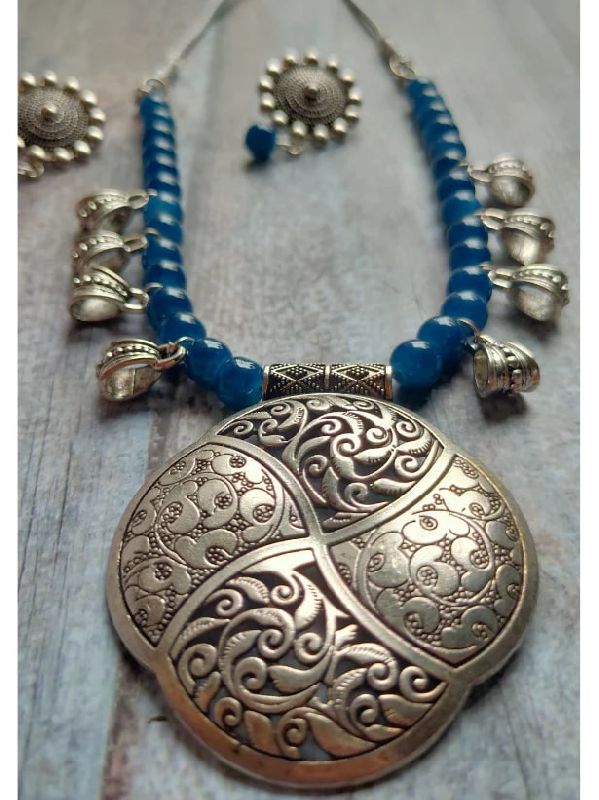 Glass Bead Statement Necklace Set