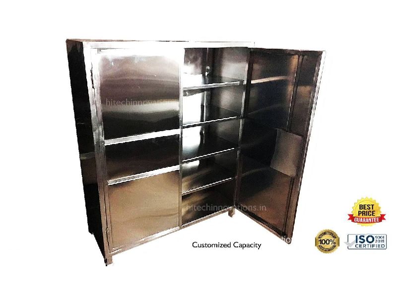 Swing Double Door Polished Commercial Stainless Steel Cabinet