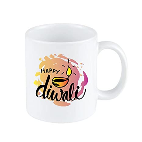 glamouroui happy diwali printed ceramic mug