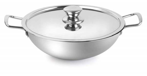 1mm (42PT) Stainless Steel PB Deluxe Kadai with Lid