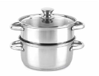Round Stainless Steel Induction Bottom Steamer Set, for Cookware, Color : Silver