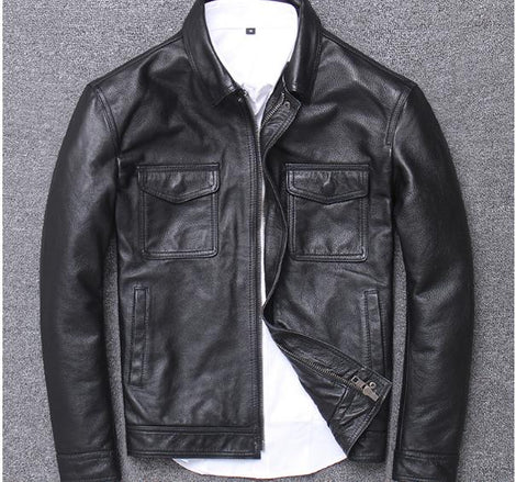 Mens Leather Jacket, Pattern Type : Solid