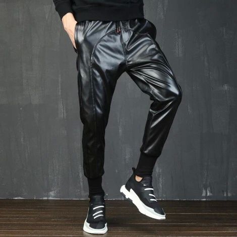 Mens Leather Joggers