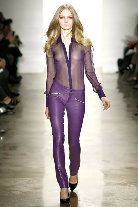 Women Purple Leather Pants