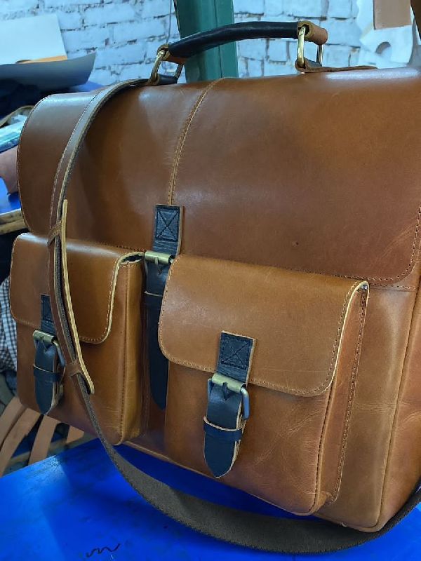 Plain Brown Leather Office Bags, Size : Standard