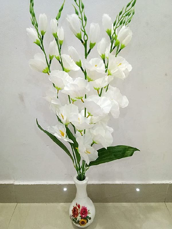 Artificial Gladiolus Flowers, Color : White