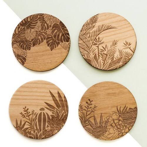 Round Polished Wooden Coasters, for Hotel Use, Restaurant Use, Tableware, Size : 5x5cm