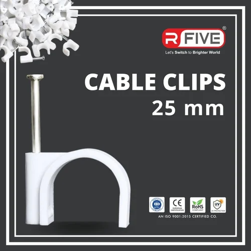 25 mm Single Nail Cable Clips, for Wall Hanging, Color : White