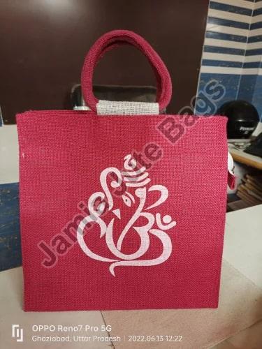 Jamia Printed Handled Jute Ladies Handbags, Technics : Machine Made