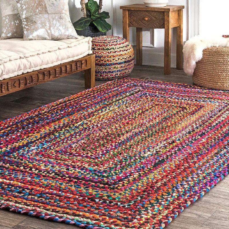 Rectangular Braided Rugs, for Home Use, Size : 2x3feet, 3x4feet, 4x5feet, 5x6feet, 6x7feet