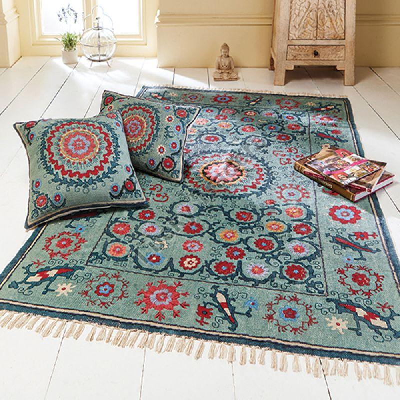 Rectangular Cotton Embroidered Rugs, for Home, Office, Hotel