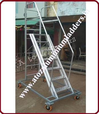 Aluminium Statue Mobile Platform Ladders, for Construction, Industrial, Color : Grey