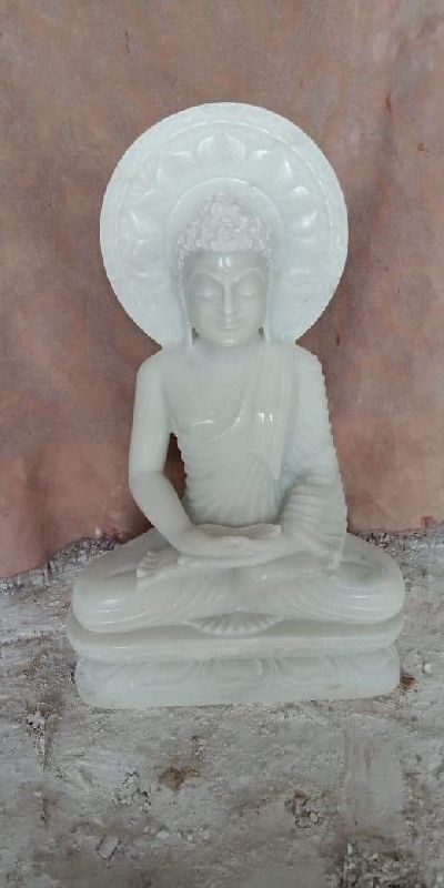 Carved Polished White Marble Buddha Statue, Packaging Type : Carton Box