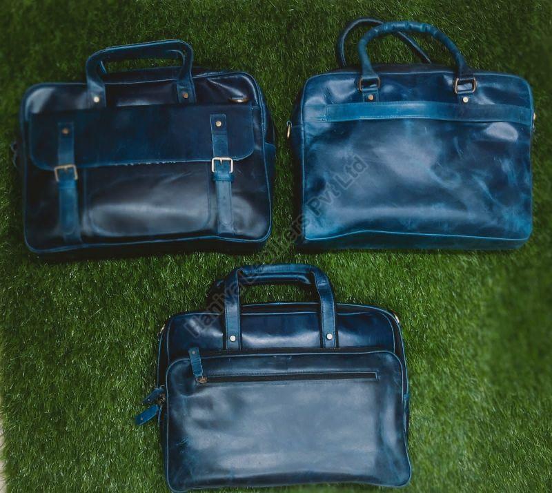 Black Leather Office Bags, Size Standard Haniya Leathers Pvt. Ltd