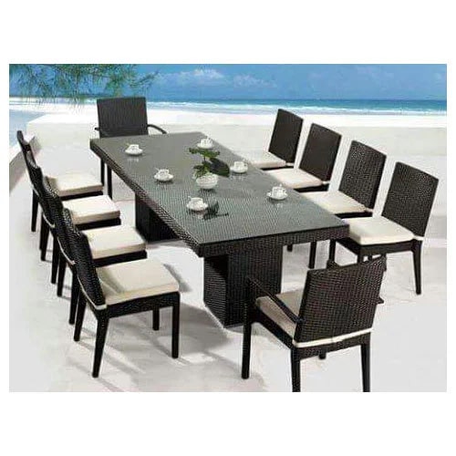 Polished Aluminium outdoor dining table set, for Outddor, Color : Black