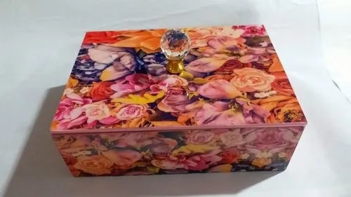 Polished Printed Multicolor Wooden Box, Shape : Rectangular