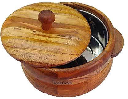 Round Wooden Casserole, for Used to keep food hot, Capacity : 250ml