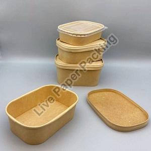 Rectangular Rectangle Brown Paper Food Containers, Pattern : Plain