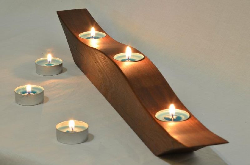 Plain Polished Wooden Ship Candle Holder, Technique : Machine Made