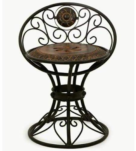 Polished Iron and Wooden Chair, Style : Modern