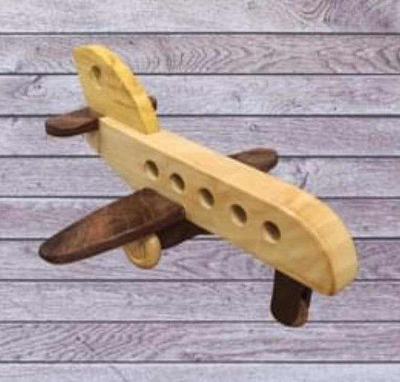 Wooden Airplane Toy, Color : Brown