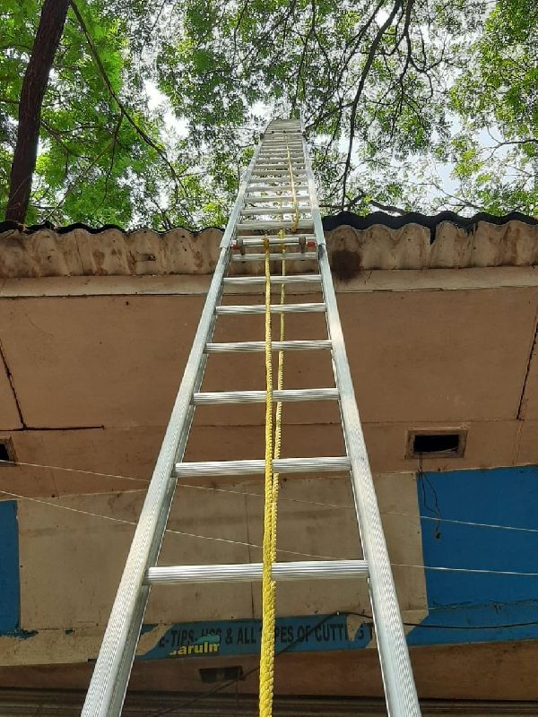 Polished Aluminum Aluminium Extension Ladder, for Industrial, Color : Silver