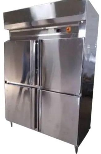 Polished Stainless Steel Four Door Commercial Refrigerator