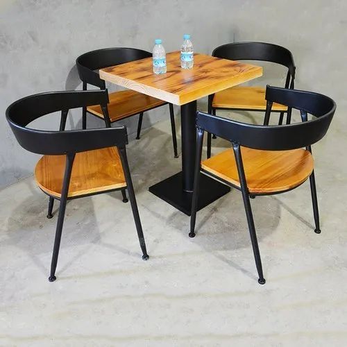 Mild Steel Restaurant Table Chair Set, Color : Black