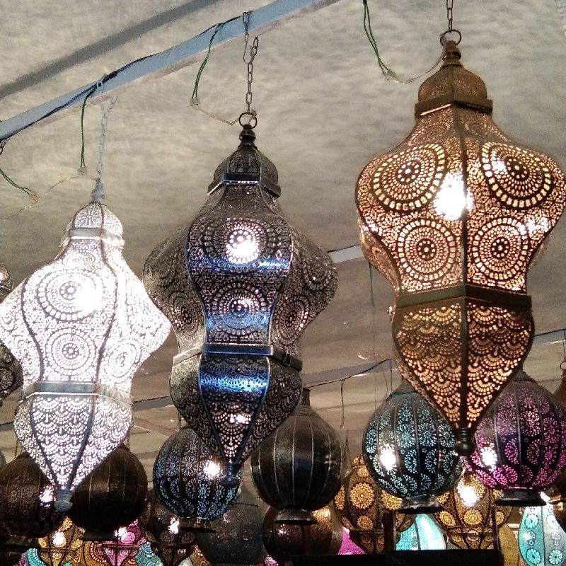 Non Rechargable Polished Metal moroccan Hinggin lamps, for Wedding, Lighting, Decoration, Technics : Hand Made