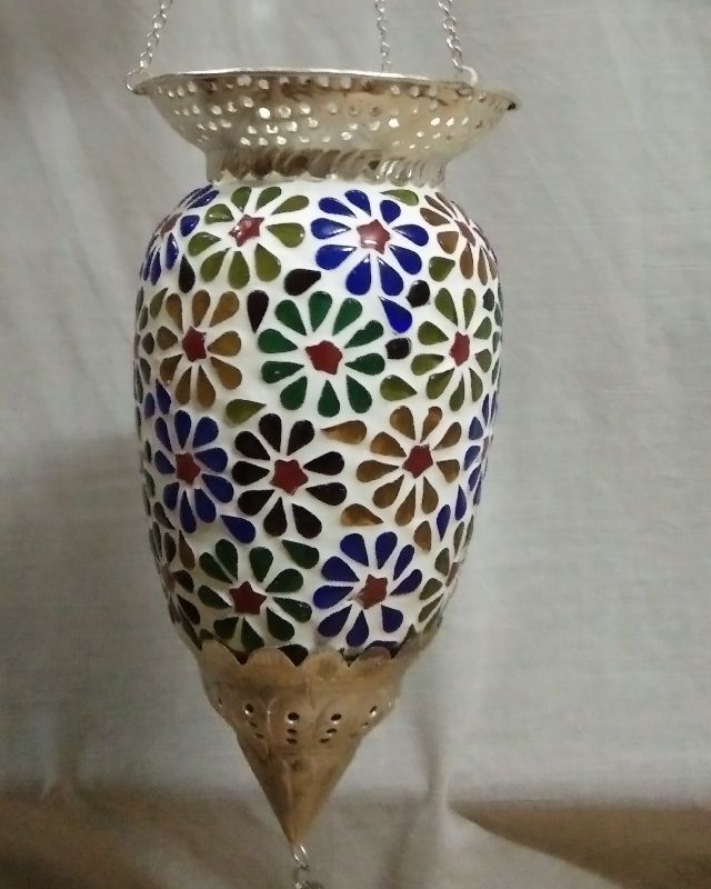 Glass mosaic candle holders, for Decoration, Shape : Round