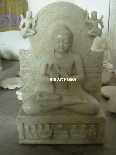 Marble Dharmachakra Mudra Buddha Statue, Color : White at Best Price in ...