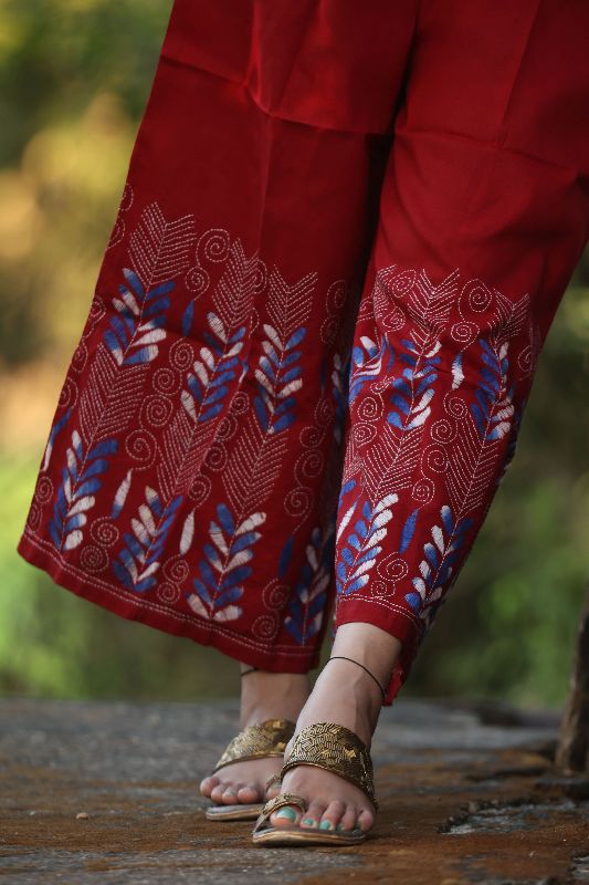 Kantha Hand Embroidered Pants, Gender : Female