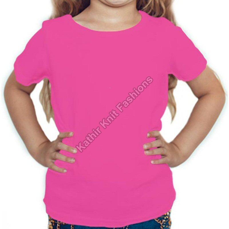 Plain Cotton Girls Round Neck T-shirt, Feature : Anti-Shrink