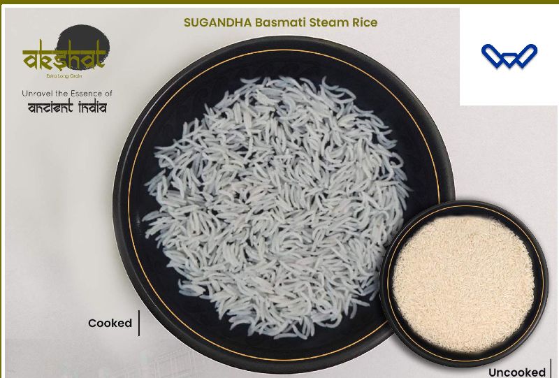 Organic Hard Sugandha Steam Basmati Rice, for Cooking, Variety : Long Grain