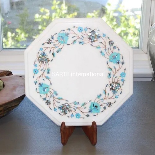 Marble Inlay Table Top, for Garden Table , Color : White