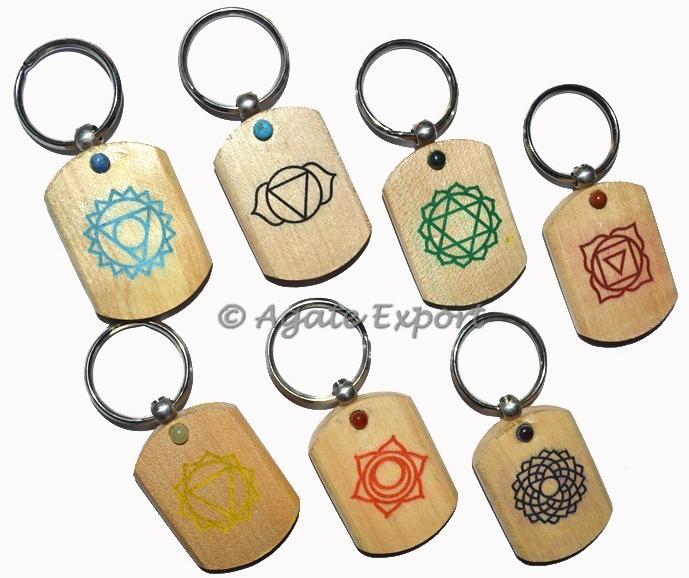 Chakra Wood Keychain Set