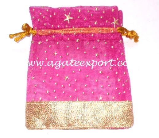 Pink Silk Velvet Bags, Size : 4X3 Inch