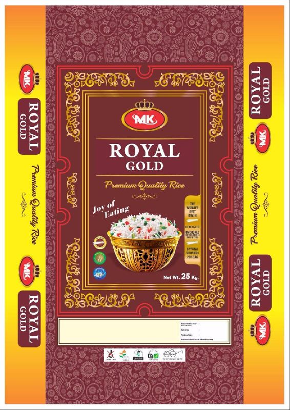 Mk Royal Gold Rice Bags, Pattern : Printed