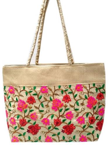 Little India  Cotton Embroidered Tote Bag, Size : LxBxH 16x12x3 inches