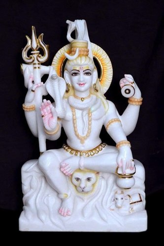  Painted Marble Shiva Statue, Color : White